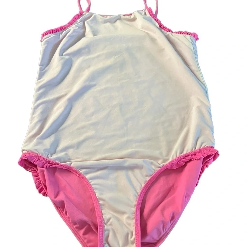 LILLY PULITZER GIRLS PINK FLORAL ONE PIECE SWIMSUIT SIZE 14